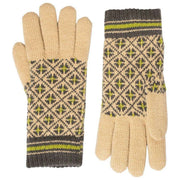 Dents Jacquard Fair Isle stickade handskar - Toffee Beige/Kolgrå