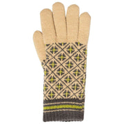 Dents Jacquard Fair Isle stickade handskar - Toffee Beige/Kolgrå