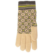 Dents Jacquard Fair Isle stickade handskar - Toffee Beige/Kolgrå