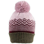 Dents Jacquard Geometric Pattern Knitted Bobble Hat - Lilac Purple/Moss Green