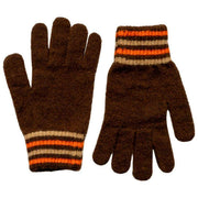 Dents Knitted Stripe Cuff Handskar - Chokladbrun