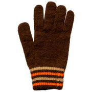 Dents Knitted Stripe Cuff Handskar - Chokladbrun