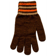 Dents Knitted Stripe Cuff Handskar - Chokladbrun
