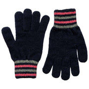 Dents Knitted Stripe Cuff Handskar - Marinblå