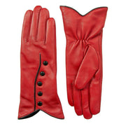 Dents Margot Wool-Lined Leather Gloves - Berry Red/Black