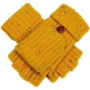 Dents Marl Yarn Half Finger Gloves - Ochre Yellow