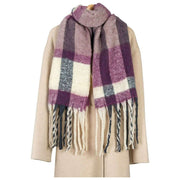Dents Rutig rutig filtscarf - Damson Burgundy/Beige