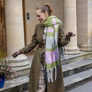 Dents Rutig rutig filtscarf - Olivgrön/Beige
