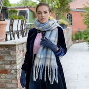 Dents Rutig rutig filtscarf - ljusblå