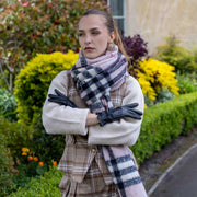 Dents Rutig rutig filtscarf - ljusrosa/svart