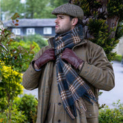 Dents Rutig Rutig Tofs Scarf - Grå/Kaffebrun