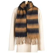 Dents Stripe Blanket Scarf - Camel Beige/Svart