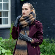 Dents Stripe Blanket Scarf - Camel Beige/Svart