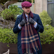 Dents Rutig Rutig Tofs Scarf - Merlot Röd