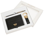 Alice Wheeler London Bow Card Hållare Nyckelring och Pen Lyx Present Set - Svart