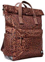 Roka Canfield B Medium Återvunnen Canvas Ryggsäck - Mini Leopard Brun