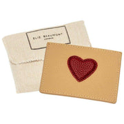 Elie Beaumont Heart Cardholder - Mink Beige/Vinröd