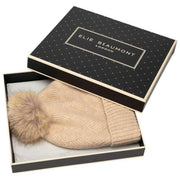 Elie Beaumont Stickad Weave Pom Pom Hat - Oat Beige