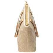 Elie Beaumont Sommar Tygväska - Guld Geometrisk Basketweave