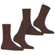 Esprit Allover Stripe 2 Pack Socks - Brown Mix