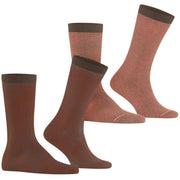 Esprit Allover Stripe 2 Pack Socks - Brown Mix