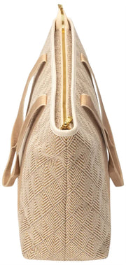 Elie Beaumont Sommar Tygväska - Guld Geometrisk Basketweave