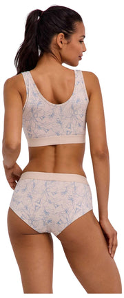 Falke Daily Comfort Print 2-Pack Bustier Bralette - Beige/Blå