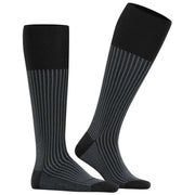 Falke Oxford Stripe Knee High Socks - Black Mix