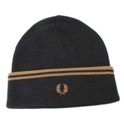 Fred Perry Twin Tipped Merino Wool Beanie - Black/Shaded Stone Brown