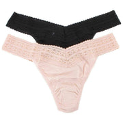 Hanky Panky Dream 2 Pack Original Rise Thong - Black/Chai Beige