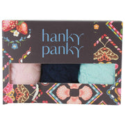 Hanky Panky Signature Lace 3-pack lågväxt stringtrosor - Blushing Rose/Navy/Celeste Blue