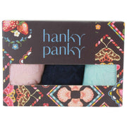 Hanky Panky Signature Lace 3-pack Original Rise Strings - Blushing Rose/Navy/Celeste Blue