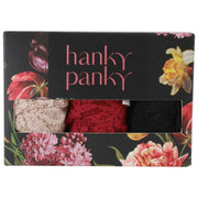 Hanky Panky Signature Lace 3-pack Original Rise Strings - Chai/Svart/Mörkt granatäpple