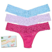 Hanky Panky Signature Spets Låg Ris Tändsticksask 3-pack stringtrosa - Delvis molnigt Blå/Cool Lavendel/Korall