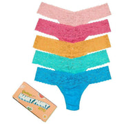 Hanky Panky Signature Spets Låg Ris Tändsticksask 5-pack stringtrosa - Rose Water Pink/Naples/Ginger/Seafoam Blue