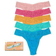 Hanky Panky Signature Spets Original Rise Matchbox 5-pack stringtrosa - Rose Water Pink/Naples/Ginger/Seafoam Blue