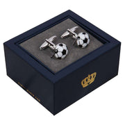 Harvey Makin Rhodium Plated Football Cufflinks - White/Black/Silver