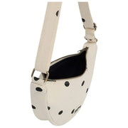 Hindbag Andrea Half Moon Bag - Off White Polka Dot