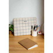 Hindbag Ava Small 13-tums Laptop-fodral - Off White/Blue Check