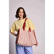 Hindbag Claude Tygväska - Röda/rosa ränder