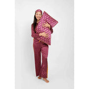 Jessica Russell Flint Stars Silk Eye Mask - Burgundy/Gold