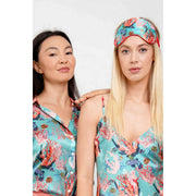 Jessica Russell Flint Underwater Coral Silk Eye Mask - Blå/Rosa