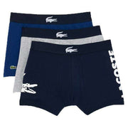 Lacoste Croc Waist 3 Pack Trunks - Navy/Blue/Silver