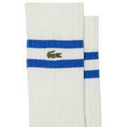 Lacoste Terry Ribbed 2 Pack Cotton Socks - Flour White/Blue