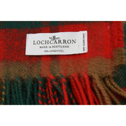 Locharron of Scotland Borders Maple Leaf Lambswool Filt - Röd/Mörkgrön