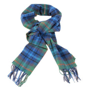 Locharron of Scotland Bowhill New York City Tartan Lambswool Tartan Scarf - Green/Blue