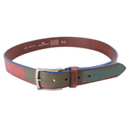 Miguel Bellido Sports Print Leather Belt - Brown/Navy