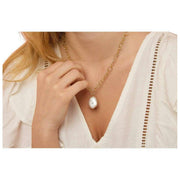 Pearls of the Orient Keishi Pearl Pendant Chunky Chain Necklace - Guld/Vit