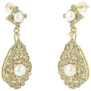 Pearls of the Orient Vintage Style Pearl Drop Örhängen - Guld/Vit/Silver
