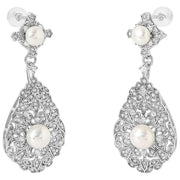 Pearls of the Orient Vintage Style Pearl Drop Örhängen - Vit/Silver